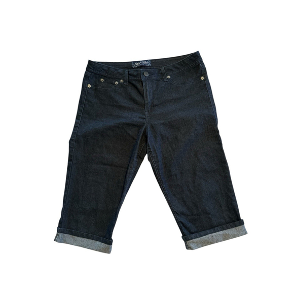 Fade to Blue Premium Cuffed Capri Denim Jeans Womens 14 Blue Zip Pockets - Picture 8 of 15